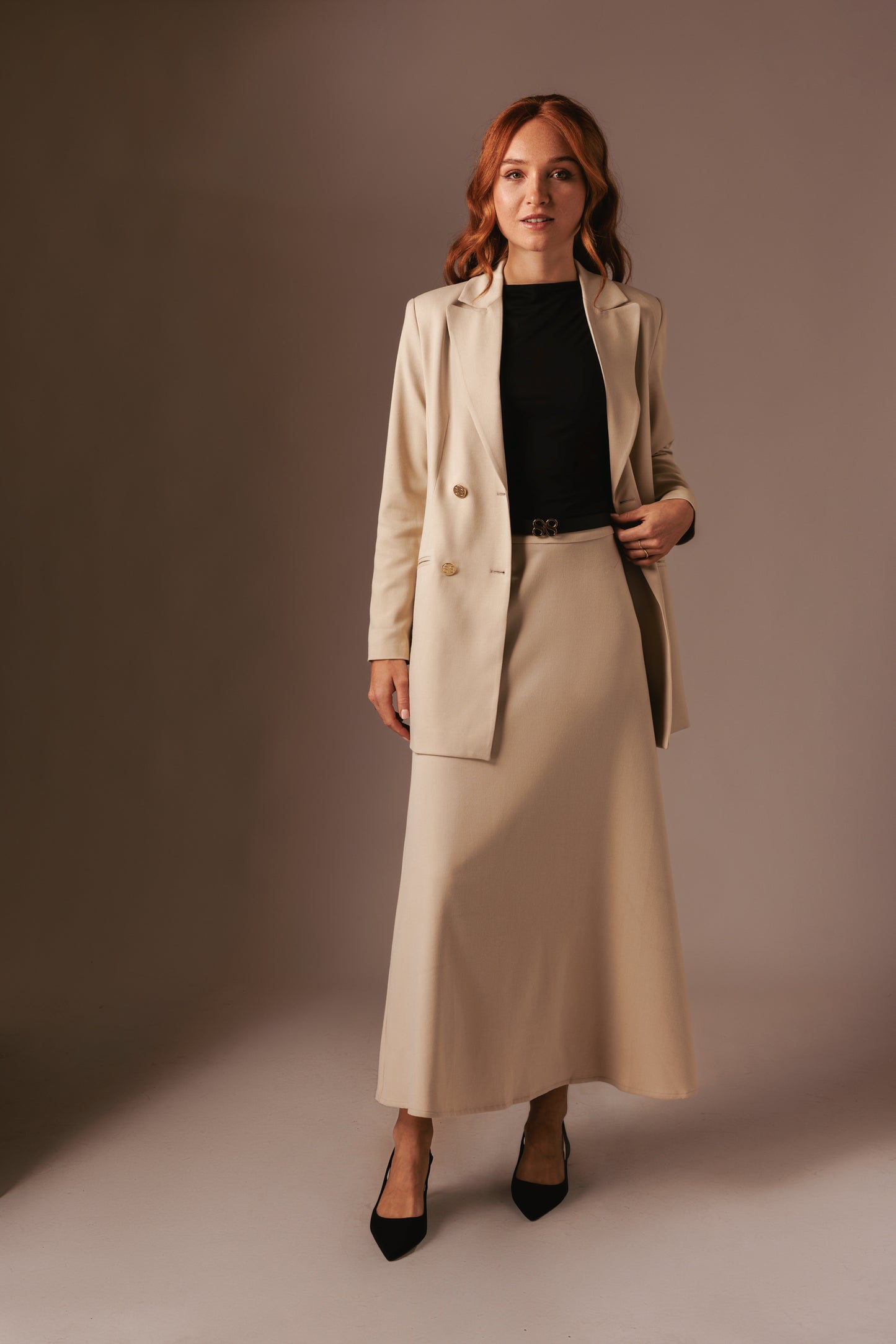 Nora Maxi Rok - Beige met voering