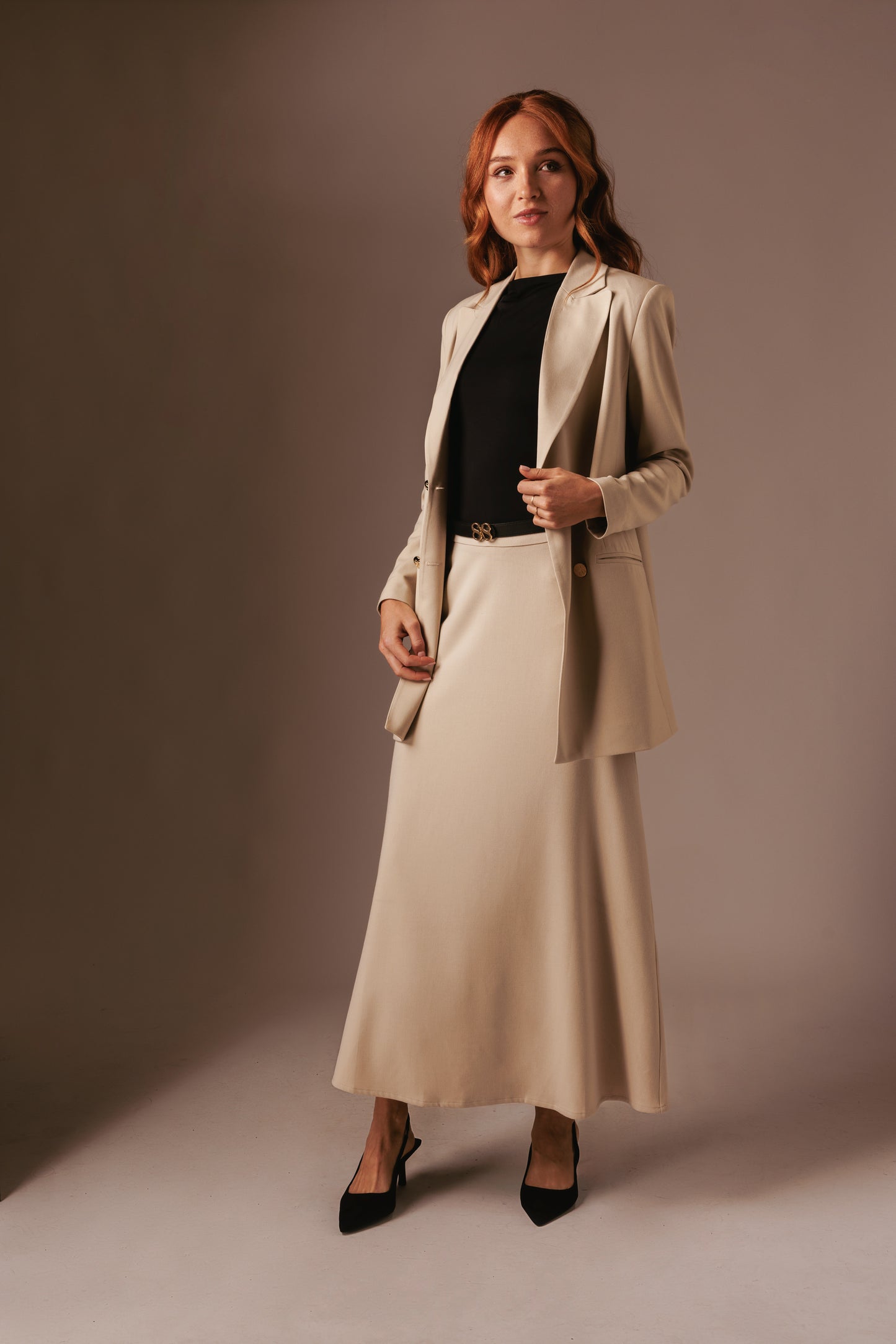 Nora Maxi Rok - Beige met voering