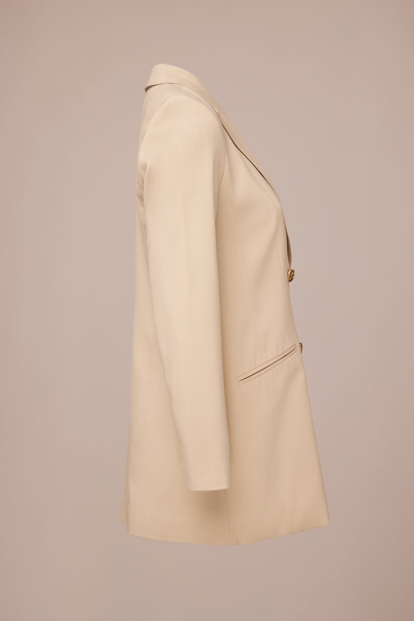 Nora Blazer Lang - Beige met gouden details