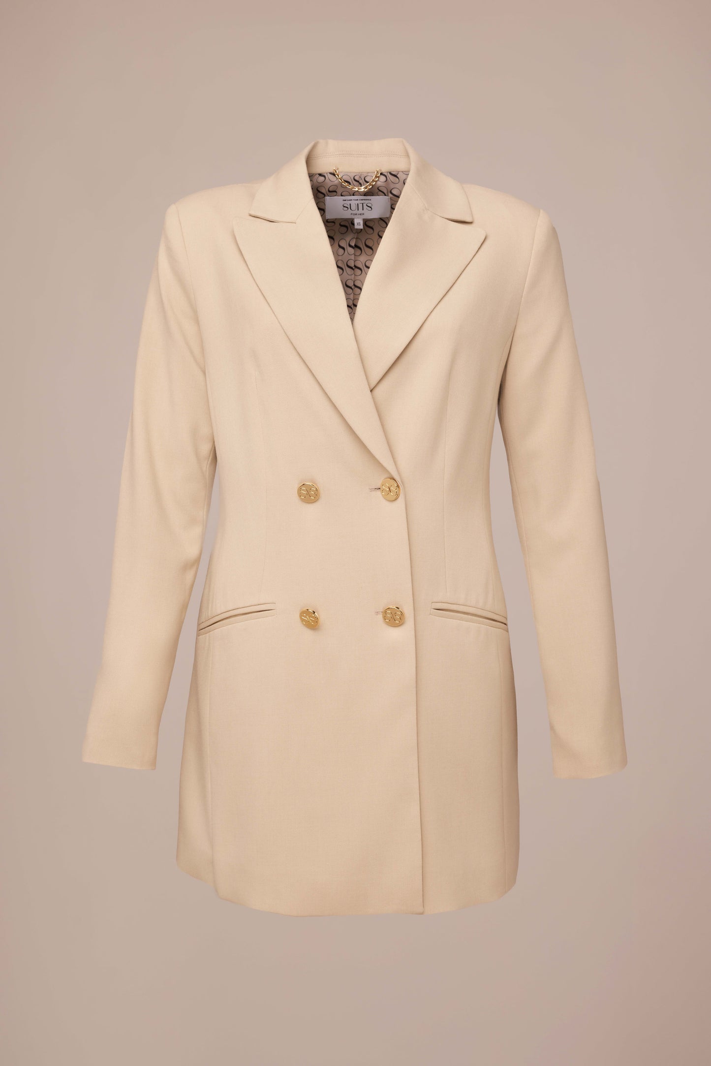 Nora Blazer Lang - Beige met gouden details