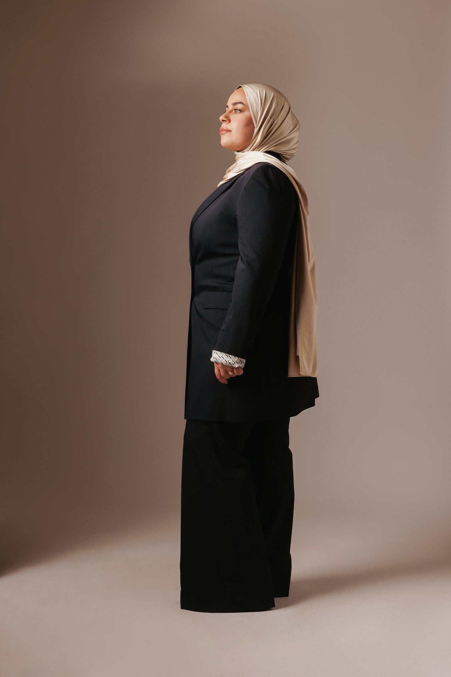 Laila Blazer Lang - Marineblauw met gouden details