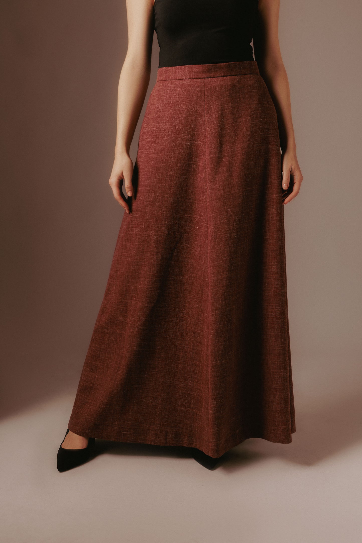 Amira Maxi Skirt - Old Red with lining