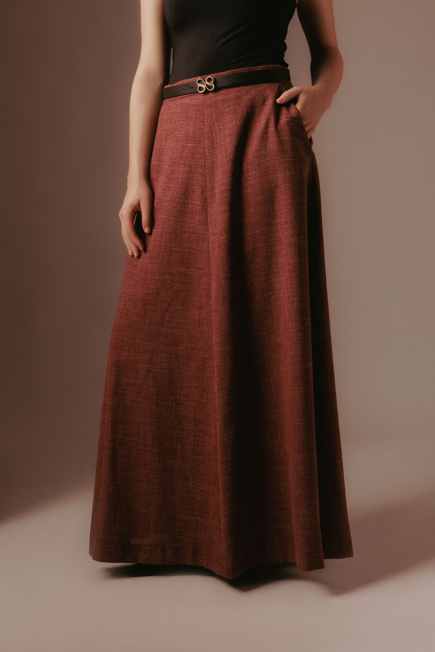 Amira Maxi Skirt - Old Red with lining