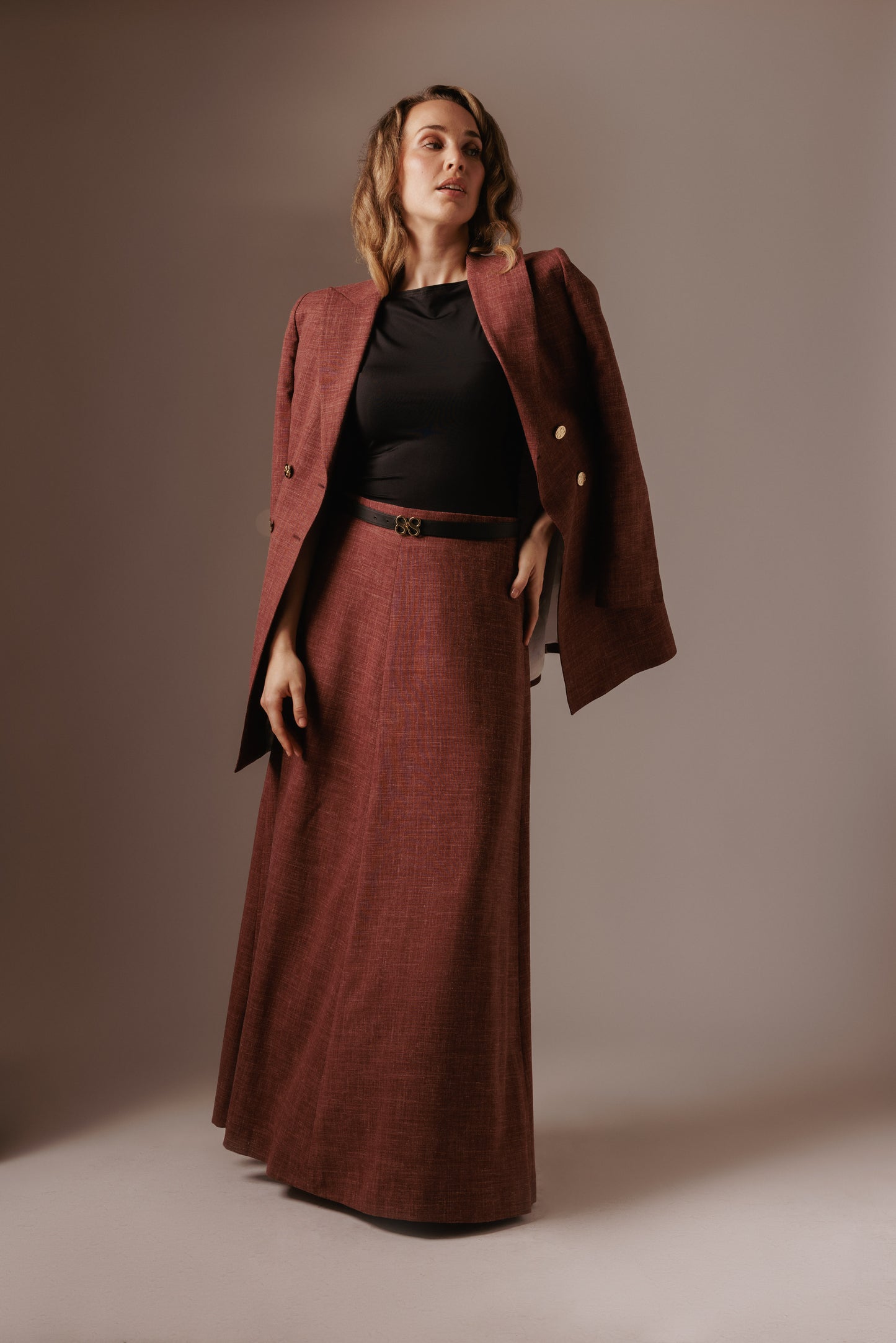 Amira Maxi Skirt - Old Red with lining
