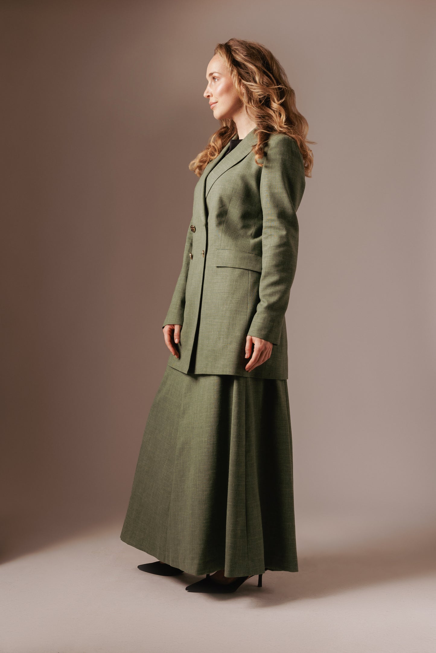 Hannah Maxi Rok - Mosgroen met voering