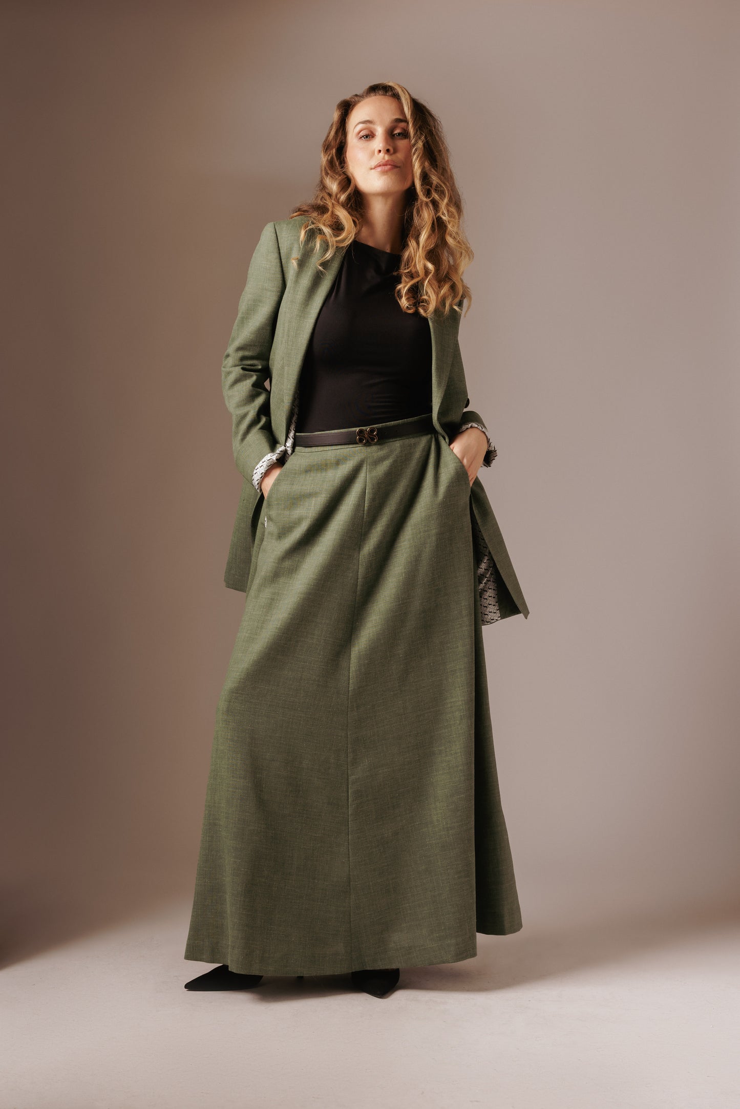 Hannah Maxi Rok - Mosgroen met voering
