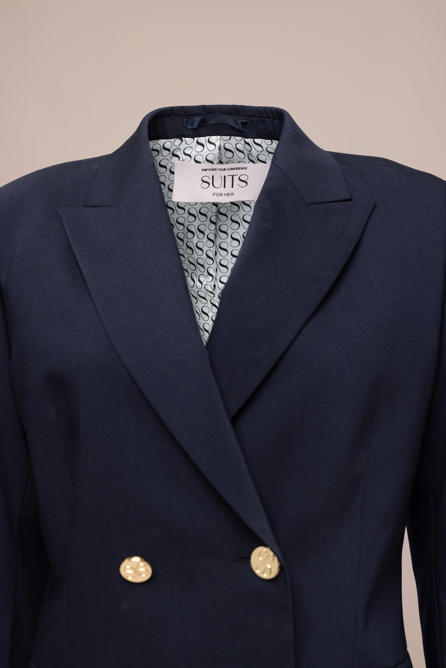 Laila Blazer Lang - Marineblauw met gouden details