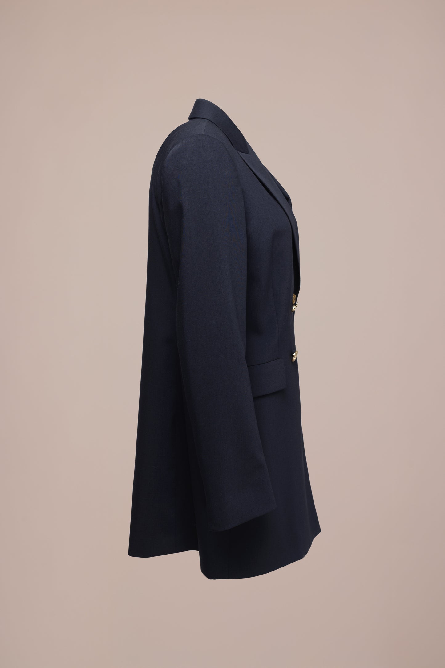 Laila Blazer Lang - Marineblauw met gouden details