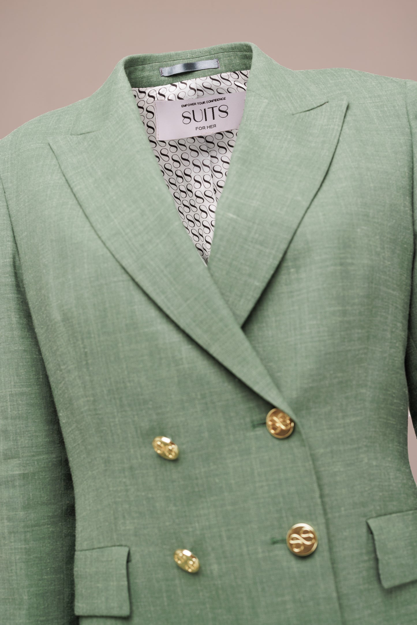 Hannah Blazer Lang - Mosgroen met gouden details