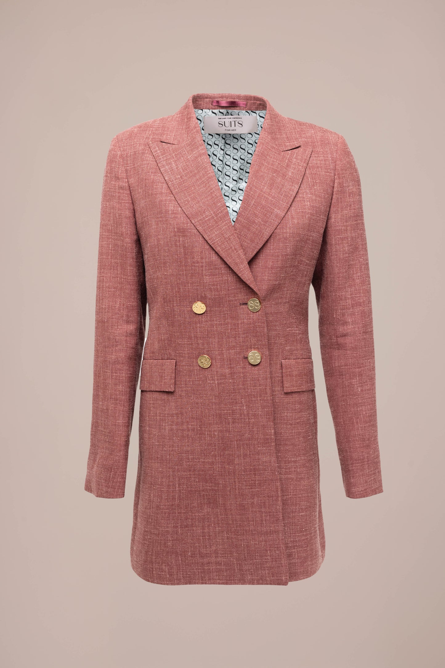 Amira Blazer Lang - Oudrood met gouden details