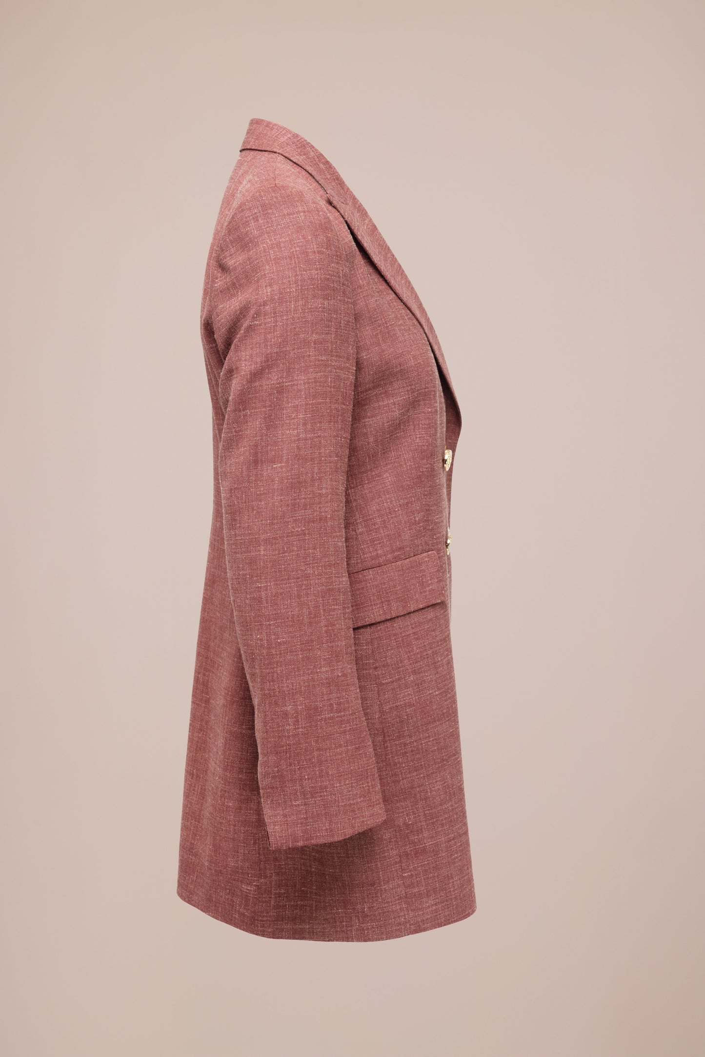 Amira Blazer Lang - Oudrood met gouden details