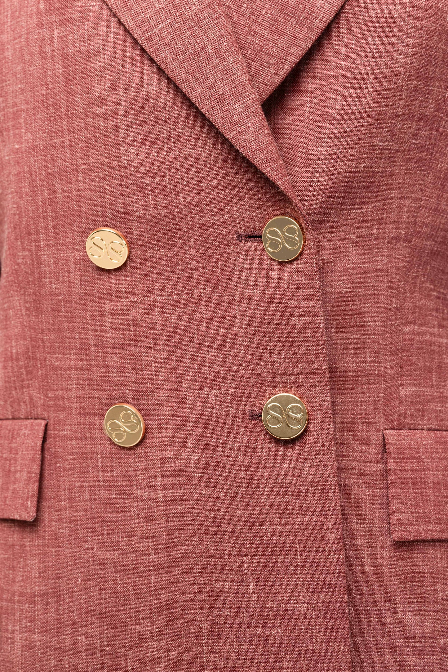 Amira Blazer Lang - Oudrood met gouden details