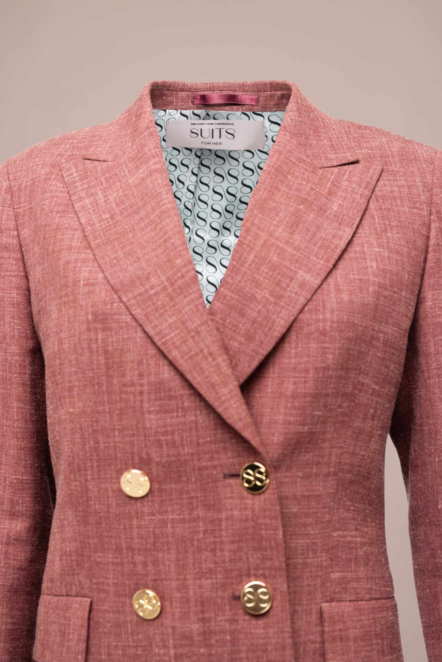 Amira Blazer Lang - Oudrood met gouden details