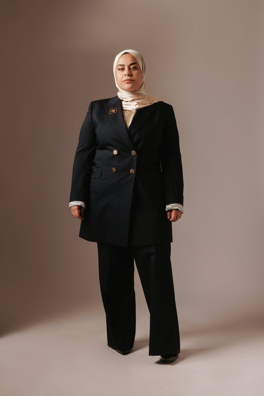 Laila Flared Trousers - Navy Blue