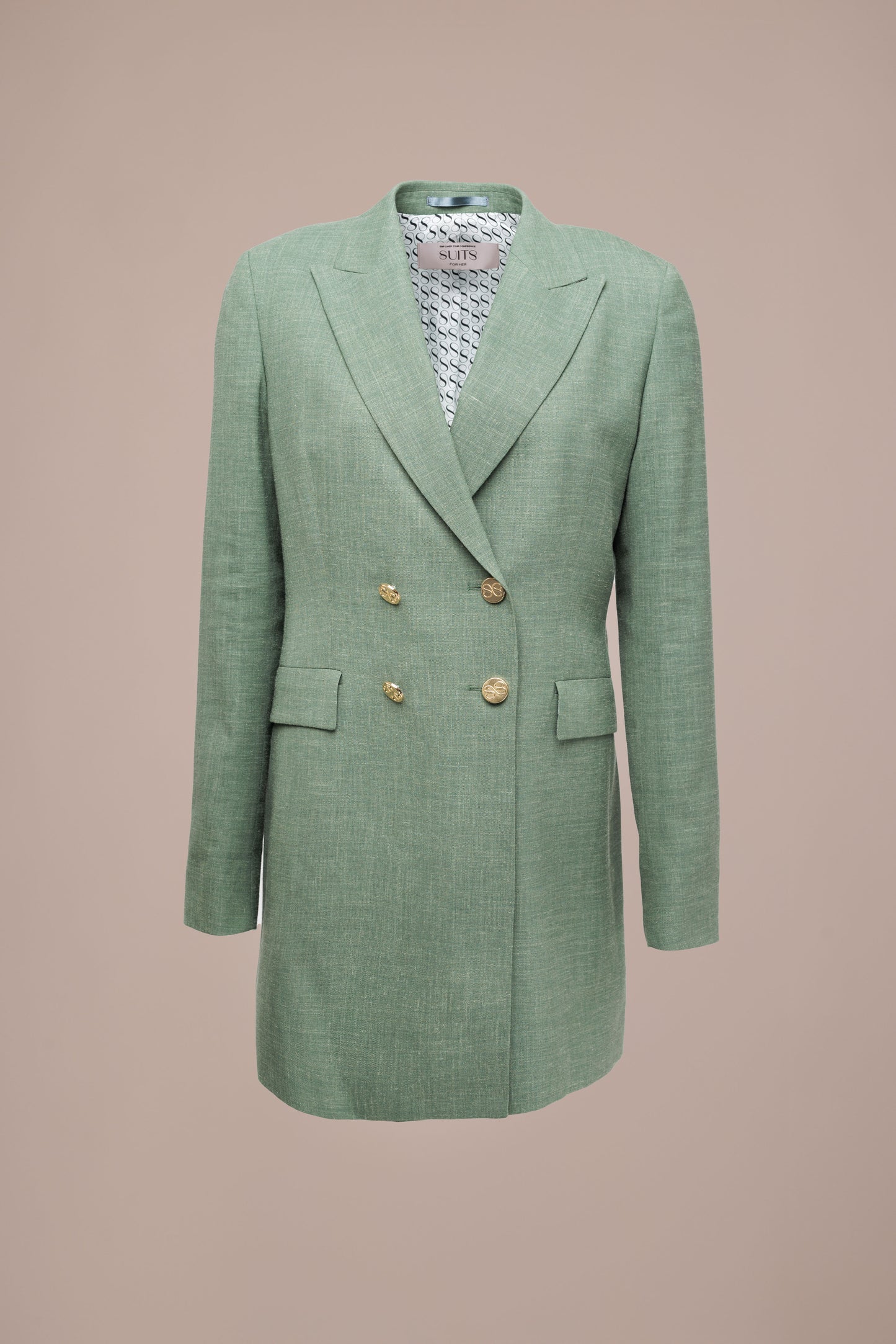 Hannah Blazer Lang - Mosgroen met gouden details